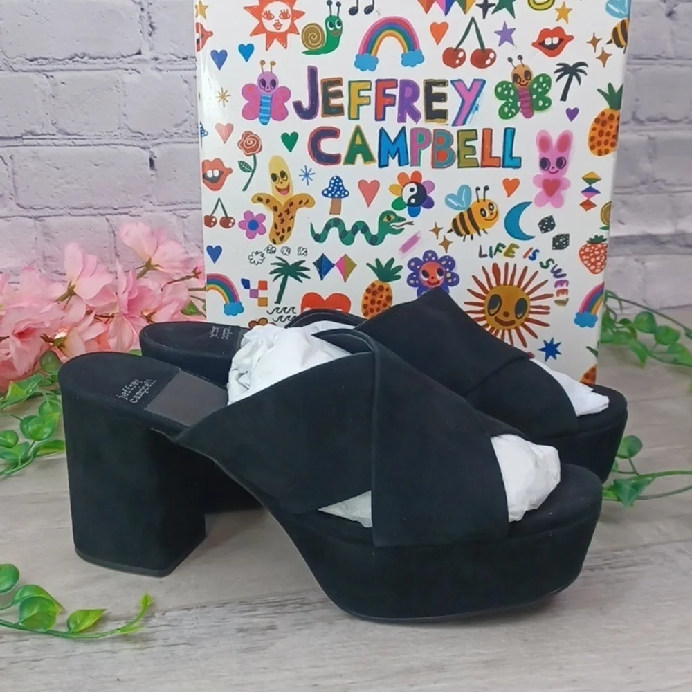 Jeffrey Campbell Women's Coerce High Block Heel Platform Slide Sandals NIB
